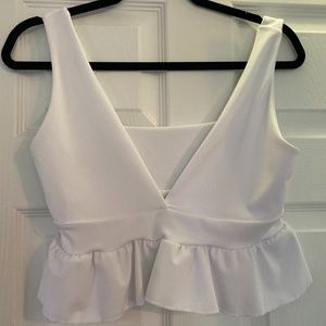 White cropped Peplum Top